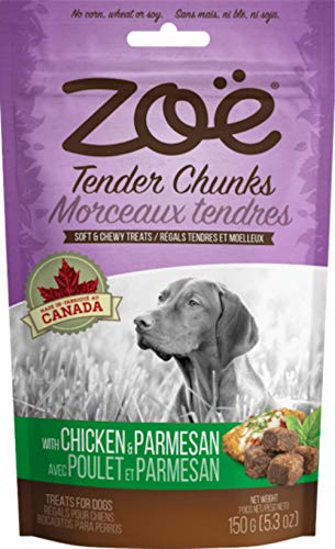 Zoe Tender Chunks Dog Treats, Chicken & Parmesan, 5.3 oz (150g) - Soft Chewy Grain-Free