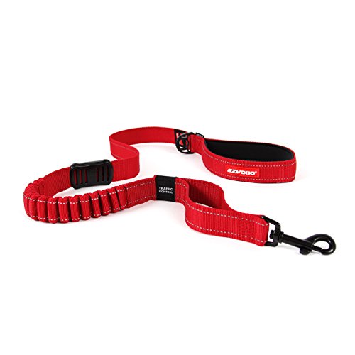 EzyDog Zero Shock Leash - Shock Absorbing Bungee Dog Leash, Red, 48-inch