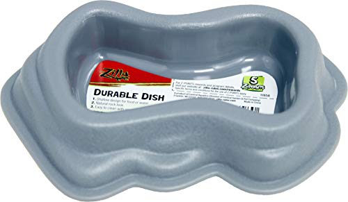 Zilla Durable Dish - Gray - Large - Reptile Terrarium Food & Water Bowl