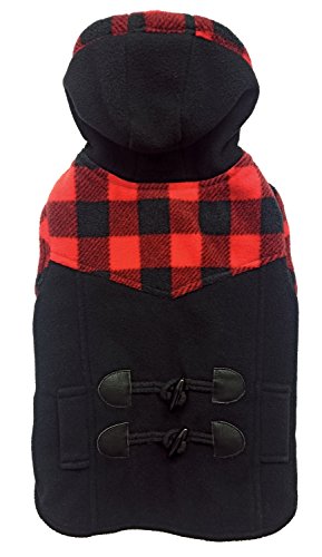 Outdoor Dog Coat XS - Black & Plaid or Red Buffalo Plaid - Winter Jacket