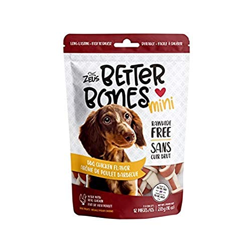Zeus Better Bones Mini Dog Treats BBQ Chicken Flavor, Rawhide Free, 12 Count