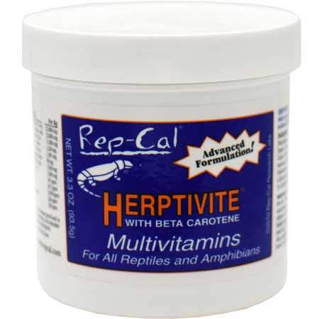 Rep-Cal Herptivite Multivitamin Supplement for Reptiles & Amphibians, 3.3 oz with Beta Carotene