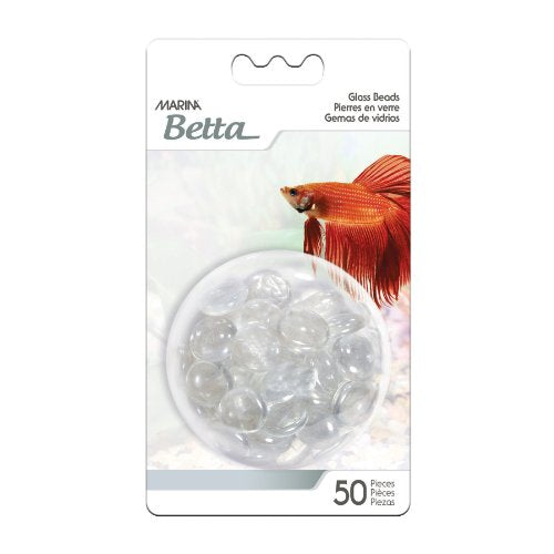 Marina Decorative Marbles - Clear Glass Beads for Aquariums - 50 Count