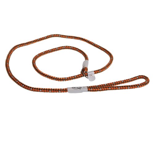 K9 Explorer Reflective Braided Rope Slip Leash - Campfire Orange - 6 ft x 1/2 in