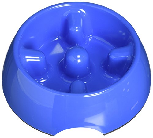 Dogit Go Slow Anti-Gulping Bowl - Blue, X-Small - Slow Feeder Dog Bowl