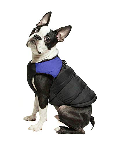 Gooby Padded Vest Dog Jacket - Blue - Warm Zip Up Fleece - Small to Medium Dogs