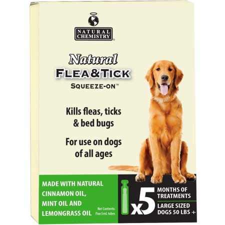 Natural Chemistry Flea & Tick Squeeze-On Drops for Dogs Over 50 lbs - 5 Doses