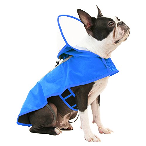 Gooby Dog Raincoat - Adjustable Hood with Visor - Blue - X-Large