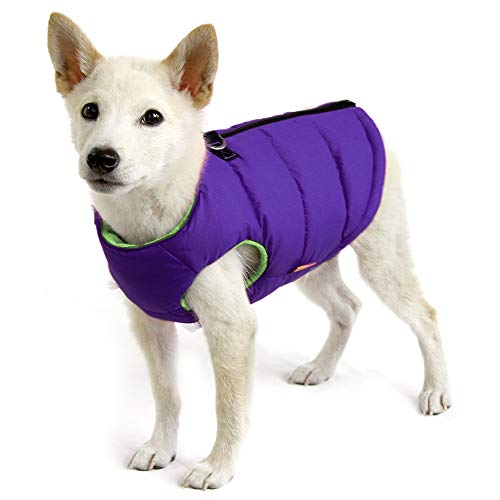 Gooby Dog Vest Jacket Purple Medium - Water Resistant Fleece Sweater with Dual D Ring