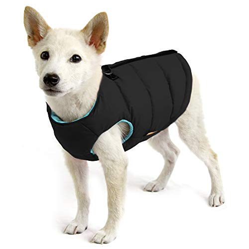 Gooby Padded Vest Dog Jacket - Black, Warm Zip Up Fleece Vest, Water Resistant for Small to Medium Dogs