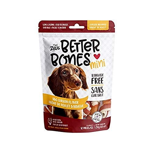 Zeus Better Bones Mini BBQ Chicken-Wrapped Dog Treats - Rawhide Free - 12 Count