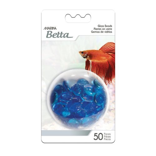 Marina Decorative Marbles, Blue, 50 Count - Aquarium Decor, Fish Tank Accessories