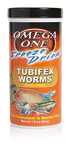 Omega One Freeze Dried Tubifex Worms - Fish Food Treat - 1.5 oz Container