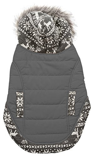 Fashion Pet Pattern Detail Dog Coat, Gray, Medium