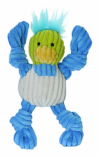 HuggleHounds Dilly Duck Wee Knottie Plush Dog Toy with Squeaker