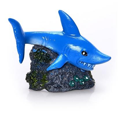 Blue Ribbon Aqua Critter's Smiley Shark Aquarium Ornament - 3x2x2.5"