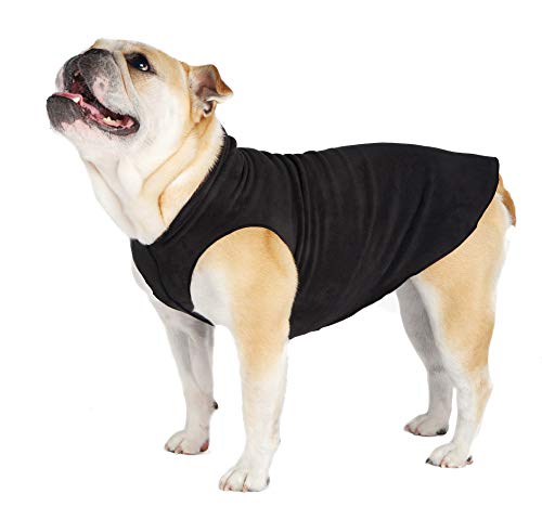 Gold Paw Stretch Fleece Dog Coat - Black - Size 20 - Stretchy Pet Sweater