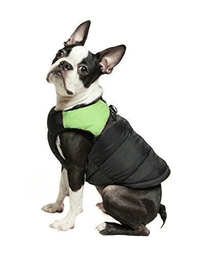 Gooby Padded Vest Dog Jacket - Warm Zip Up Fleece with Dual D Ring Leash - Small to Medium Dogs