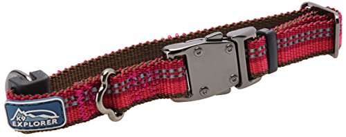 K9 Explorer Reflective Adjustable Dog Collar, Berry, 5/8" x 8-12" (Extra Small)