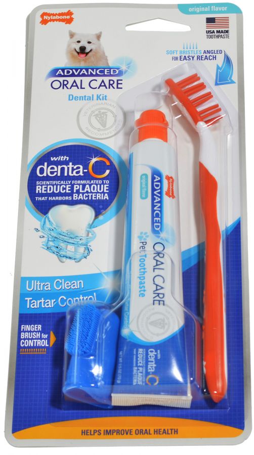 Nylabone Advanced Oral Care Dog Dental Kit - Adult Dogs - Original Flavor
