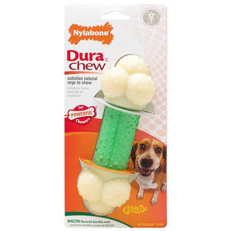 Nylabone DuraChew Double Action Chew Wolf - Bacon Flavored Durable Dog Toy for Medium/Wolf Dogs