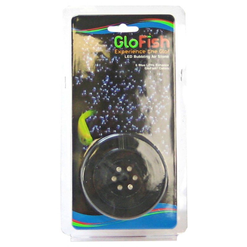 GloFish Blue LED Bubbler - Aquarium Air Stone with 6 Blue LEDs