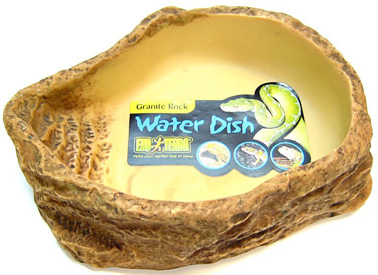 Exo Terra Water Dish - Large - Reptile Terrarium Water Bowl, Natural Rock Finish
