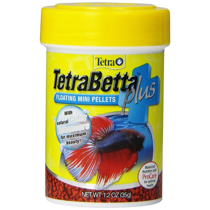 Tetra Betta Plus Floating Mini Pellets Fish Food - 1.2 oz Jar, Color Enhancer