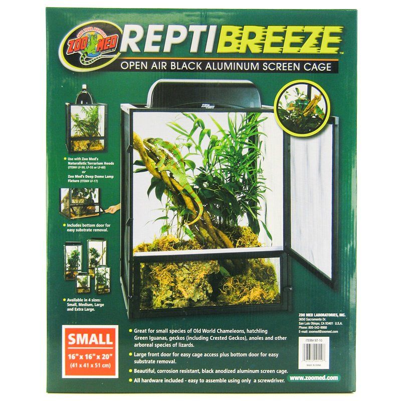 Zoo Med ReptiBreeze Small Aluminum Screen Cage - 16" x 16" x 20" Reptile Terrarium