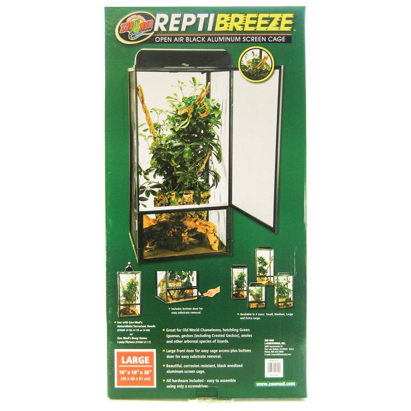 Zoo Med ReptiBreeze Large Aluminum Screen Cage - 18x18x36" Reptile Terrarium