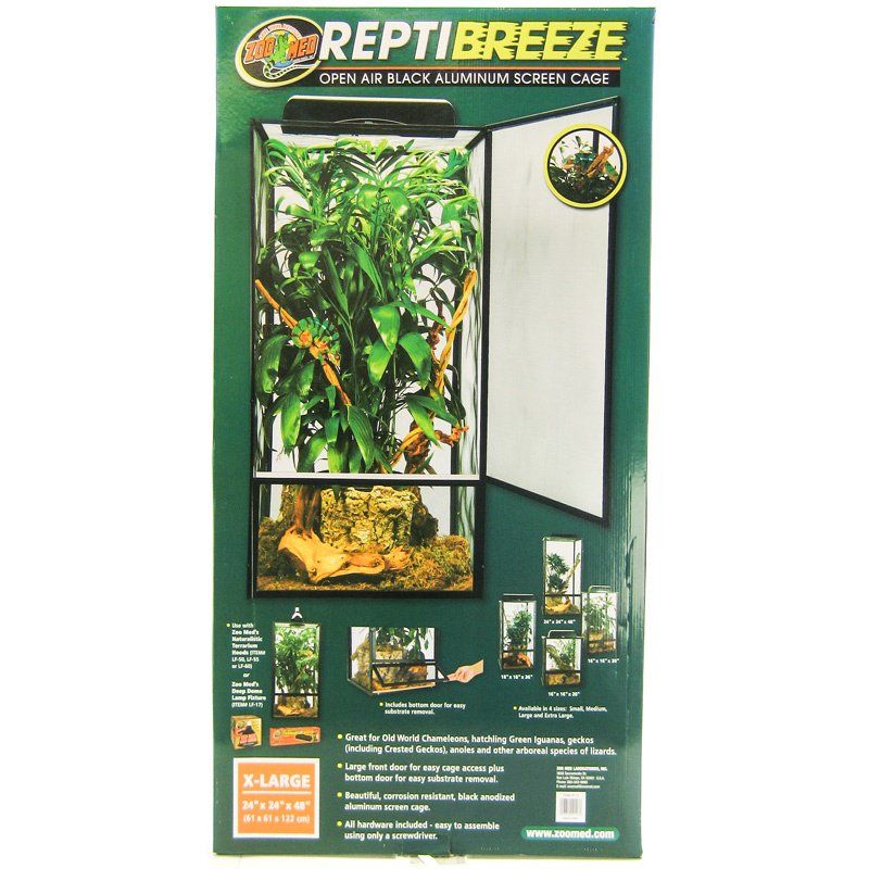 Zoo Med Reptibreeze Open Air Aluminum Screen Cage - Black - X-Large (24"L x 24"W x 48"H)