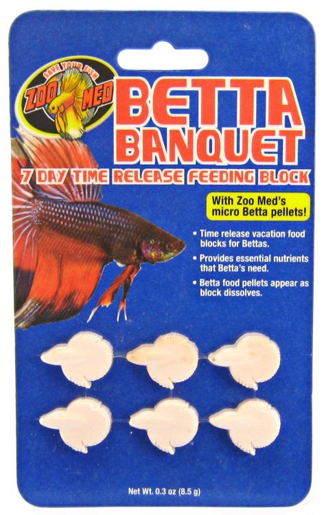 Zoo Med Betta Banquet Blocks - 7 Day Time Release Feeder - 6 Pack - Vacation Fish Food