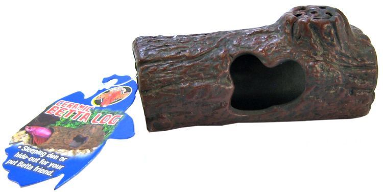 Zoo Med Ceramic Betta Log - Sinking Aquarium Ornament, 4.25 inch, Fish Hideout