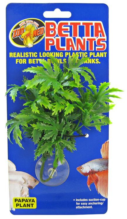 Zoo Med Betta Plants Papaya Plastic Plant - Naturalistic Aquarium Decor with Suction Cup
