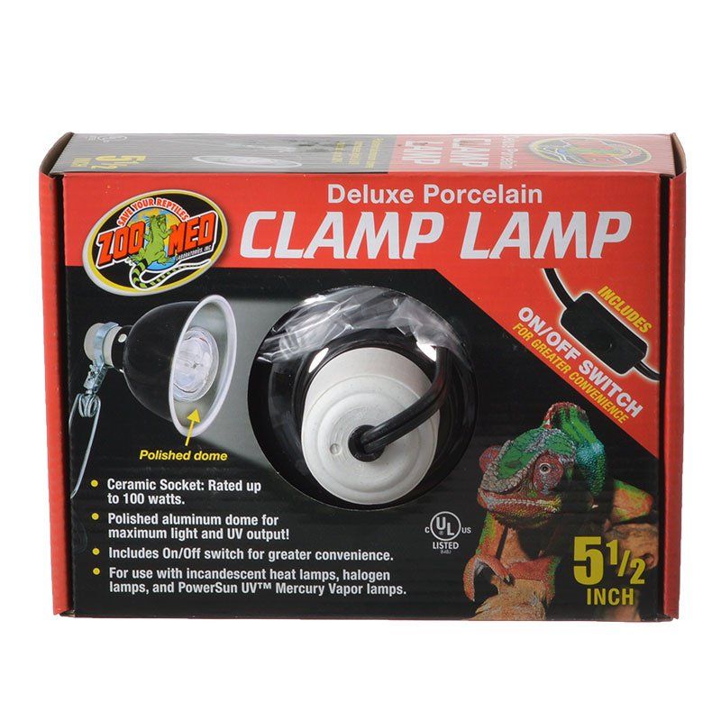 Zoo Med Deluxe Porcelain Clamp Lamp - 5.5 Inch - Reptile Heat Lamp Fixture