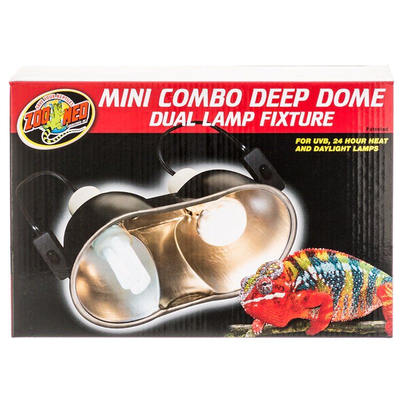 Zoo Med Mini Combo Deep Dome Lamp Fixture - Dual Reptile Heat & UVB Lighting