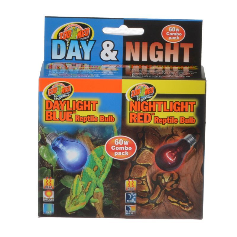 Zoo Med Day & Night Reptile Bulb Combo Pack - 60 Watts - 2 Bulbs