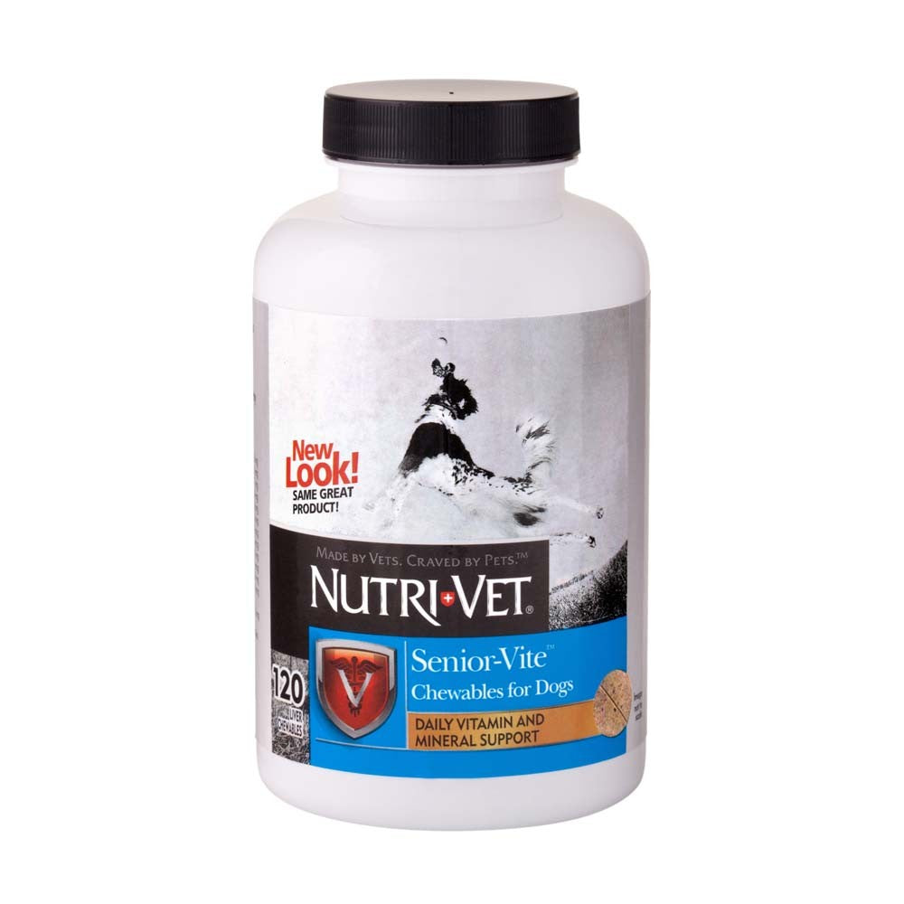 Nutri-Vet Wellness Senior-vite Chewables for Dogs - 120 Count - Liver Flavored Multivitamin