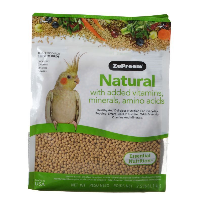 ZuPreem Natural Medium Bird Food, 2.5 lb - Cockatiel, Lovebird, Conure Pellets