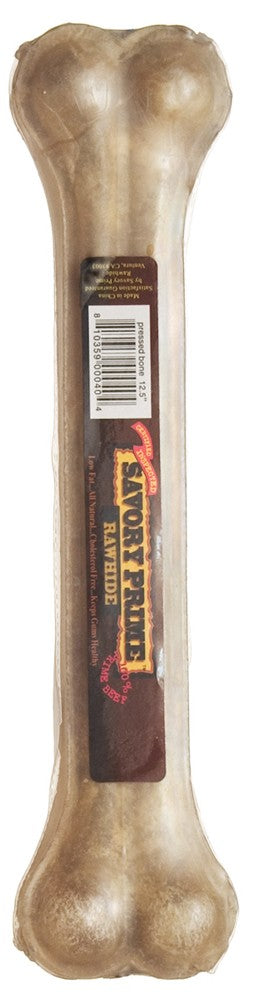Savory Prime Pressed Rawhide Bone - Natural Dog Treat, 12.5 Inch