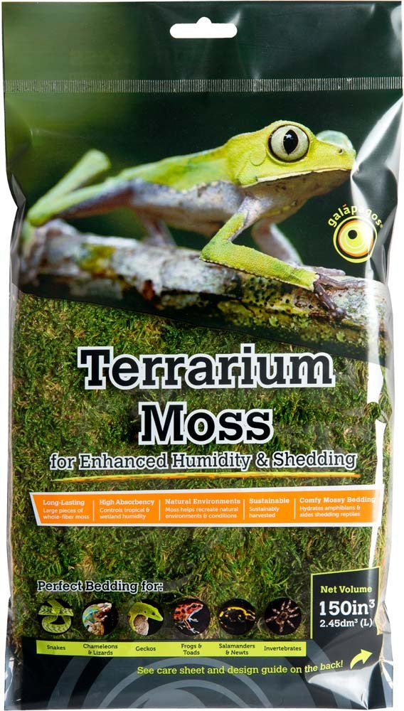 Galapagos Sheet Moss - Reptile/Amphibian Terrarium Substrate - 150 cu in / 2.6 qt Fresh Green Decorative Moss Sheet