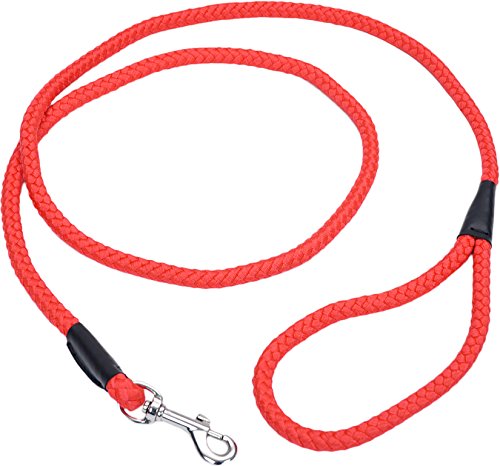 Coastal Dog Leash - 6 ft x 5/8 in - Red Rope Leash with Swivel Snap