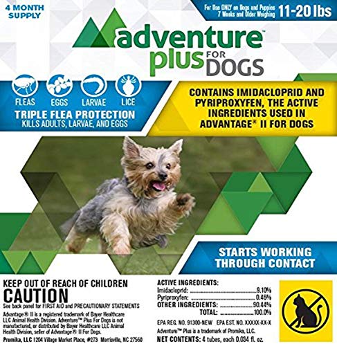 Adventure Plus Flea Control for Dogs 11-20 lbs, 4-Pack Topical Treatment