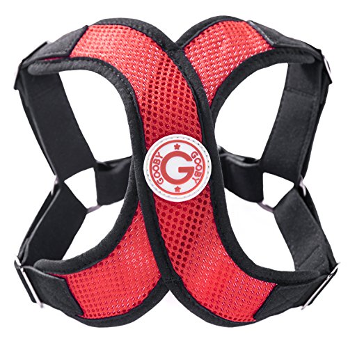Gooby Perfect Fit X Harness - Small Dog Choke Free Step-In Harness, Red, Small
