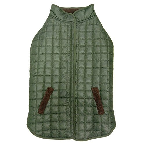 Fashion Pet Reversible Ski Jacket - Olive Green / Brown Fleece - Size Medium