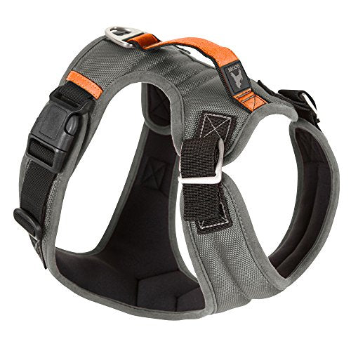 Gooby Pioneer Dog Harness - Gray, Large - Control Handle & Seat Belt Restrain