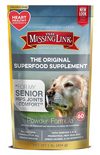 The Missing Link Senior Dog Supplement - 1 lb Bag - Superfood Powder for Hips, Joints, Skin, Coat, Heart, Eyes, Memory & Cognition