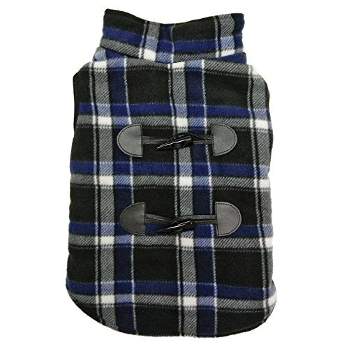 Fashion Pet Plaid Reversible Dog Coat - Navy - XS