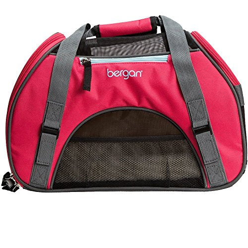 Bergan Comfort Carrier - Small, Berry/Charcoal - Airline Compliant Pet Travel Carrier (16x8x11)