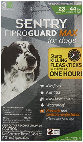 SENTRY FiproGuard Max Dog Flea & Tick Treatment, 23-44 lbs, 3 Doses